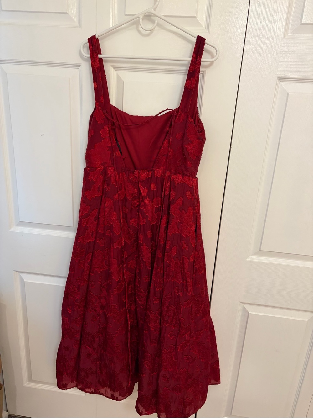 Red Floral Lace Corset Midi Dress - Women